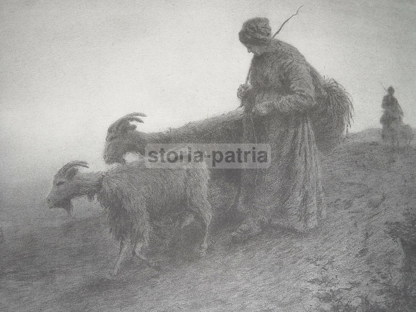 Litografia Antica Dubois Menant, Veduta Pastorale, Fine '800