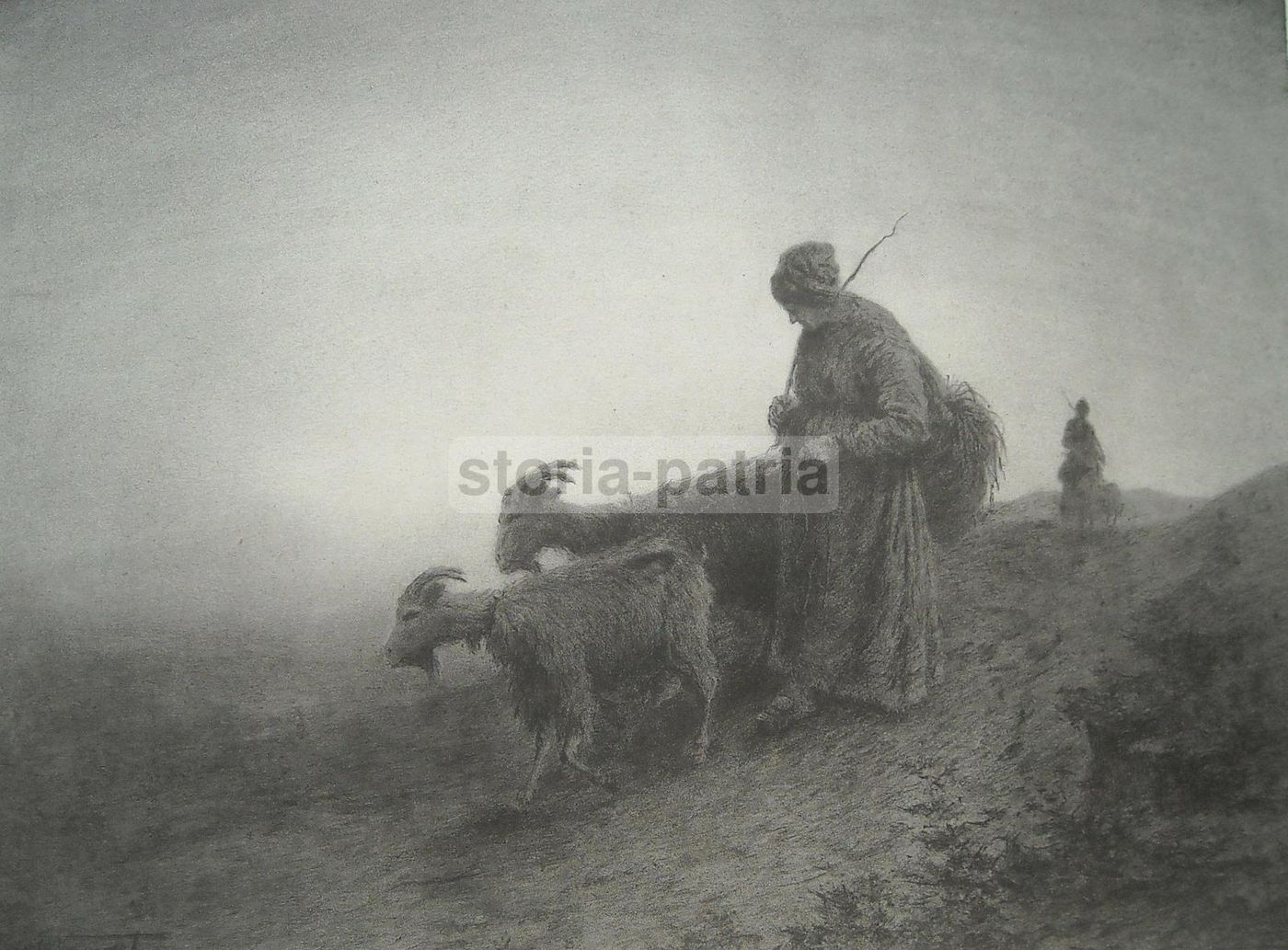 Litografia Antica Dubois Menant, Veduta Pastorale, Fine '800