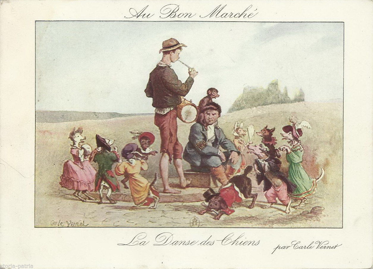 Cartolina Pubblicitaria Au Bon Marché Parigi, Carle Vernet, 1900