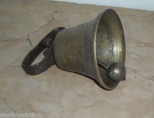Antica Campanella In Bronzo Del XIX Secolo Con Batacchio E Manico