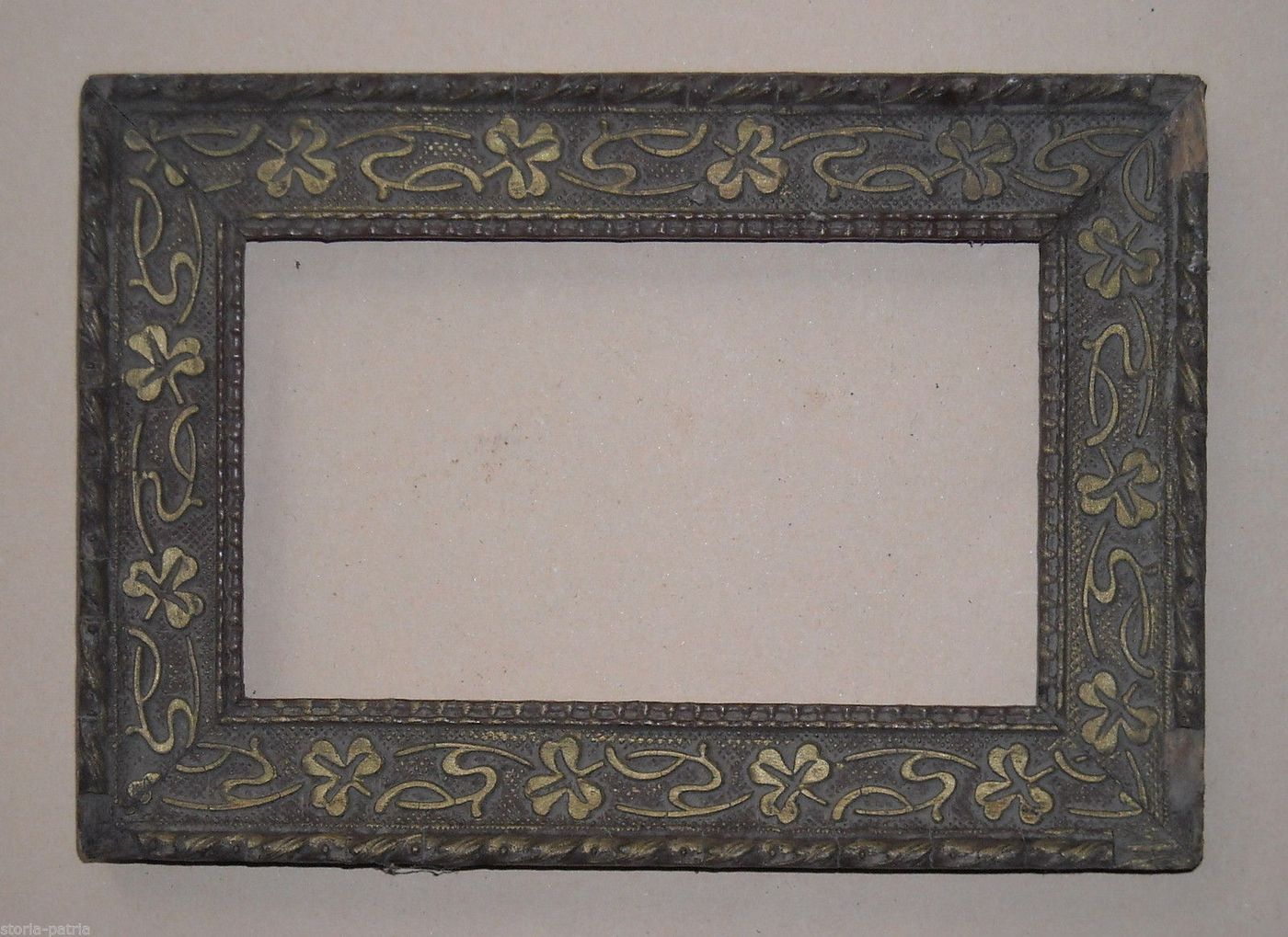 Cornice Antica Liberty In Legno Dorato, Primi '900 Con Decori Floreali