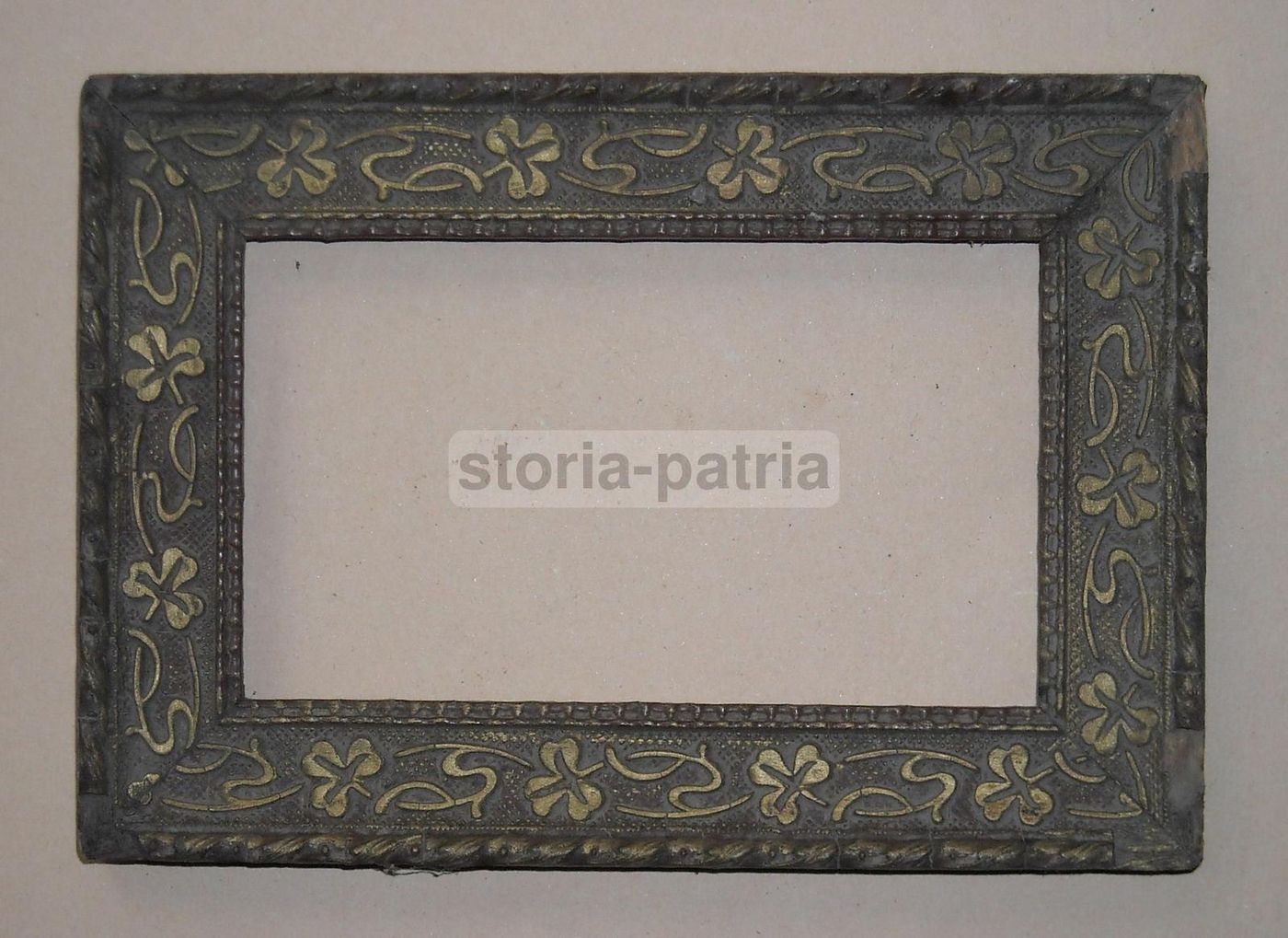 Cornice Antica Liberty In Legno Dorato, Primi '900 Con Decori Floreali