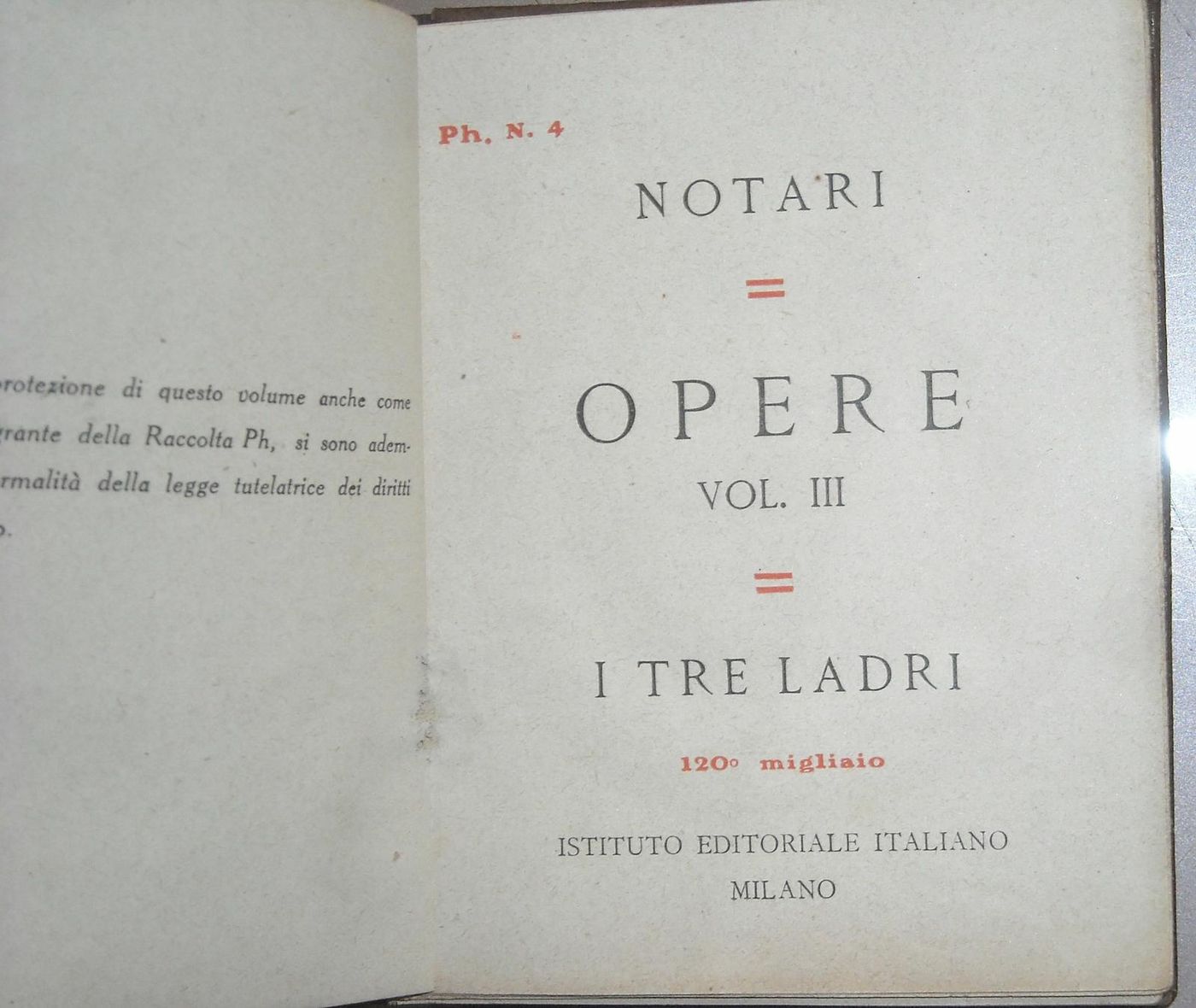 I Tre Ladri Di Umberto Notari (1905)   Legatura In Pelle Di Cesare Amati