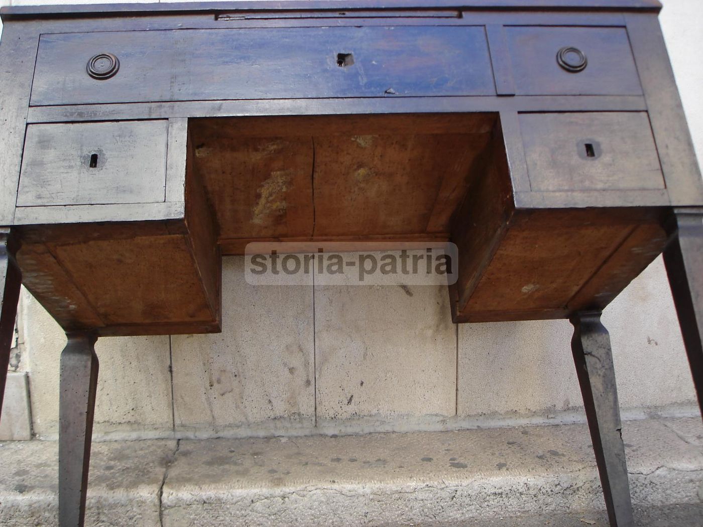 Antica Scrivania In Noce Massello Stile Direttorio (fine XVIII   Inizio XIX Secolo)