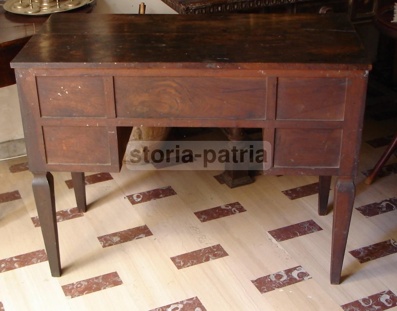 Scrivania Antica In Noce Massello Stile Direttorio, Fine XVIII   Inizio XIX Secolo