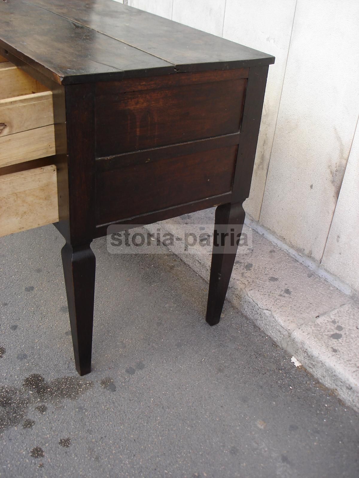Scrivania Antica In Noce Massello Stile Direttorio, Fine XVIII   Inizio XIX Secolo