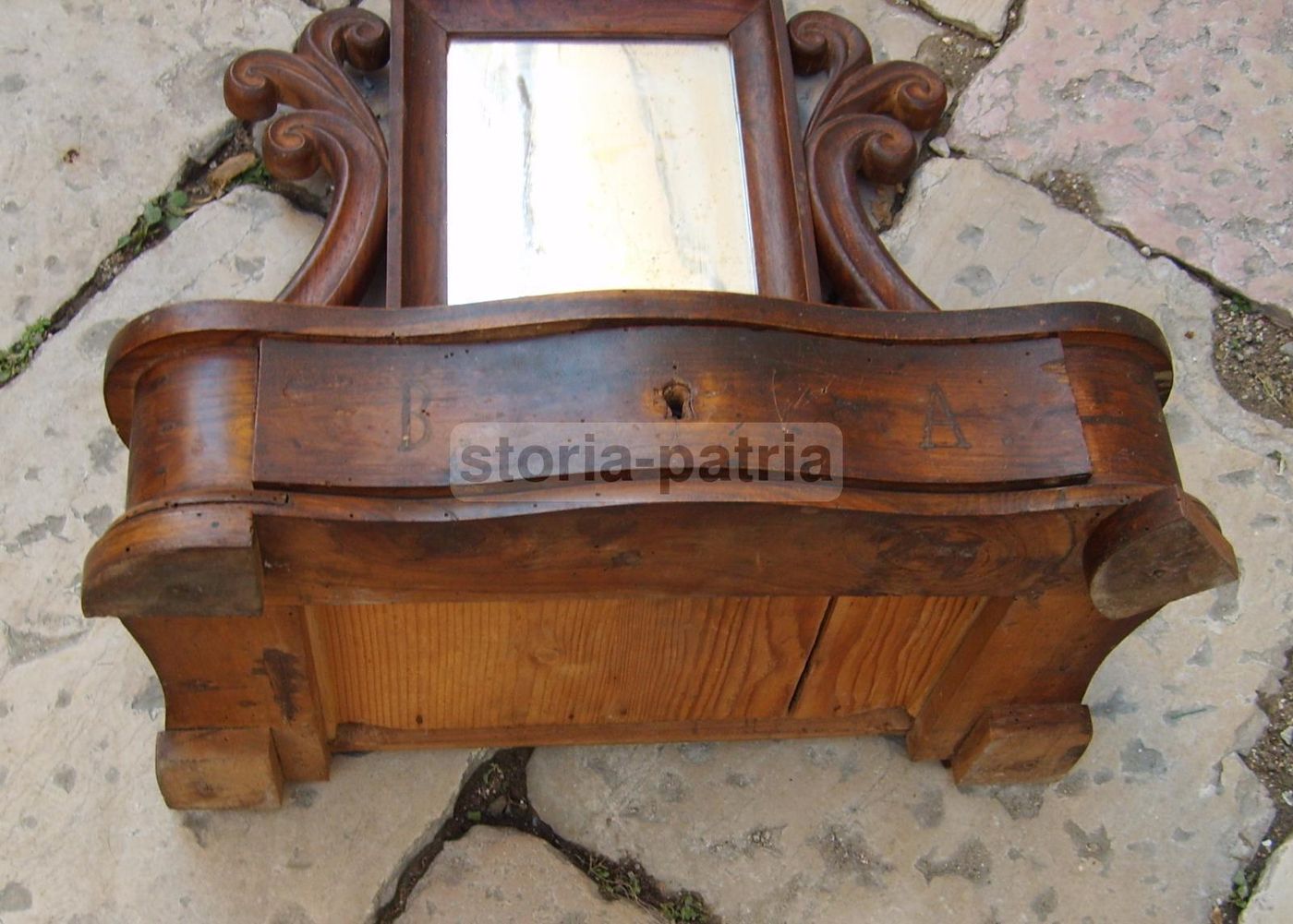 Antica Specchiera Da Toilette In Noce Massello Epoca 800 Napoletana
