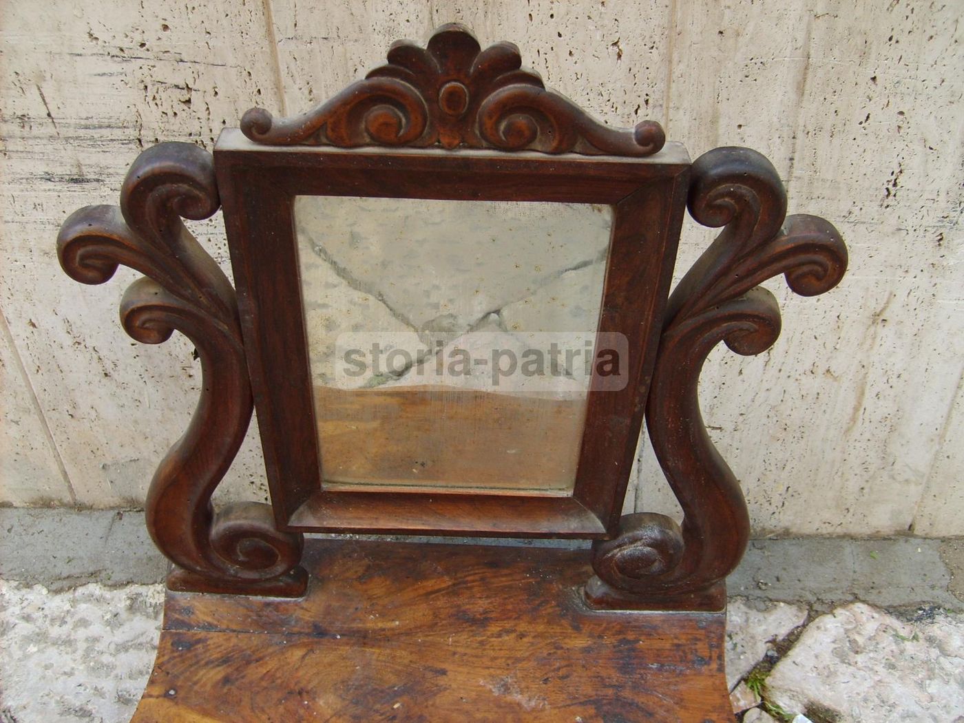 Antica Specchiera Da Toilette In Noce Massello Epoca 800 Napoletana