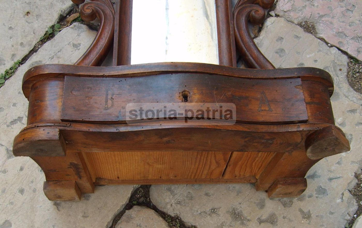 Antica Specchiera Da Toilette In Noce Massello Epoca 800 Napoletana