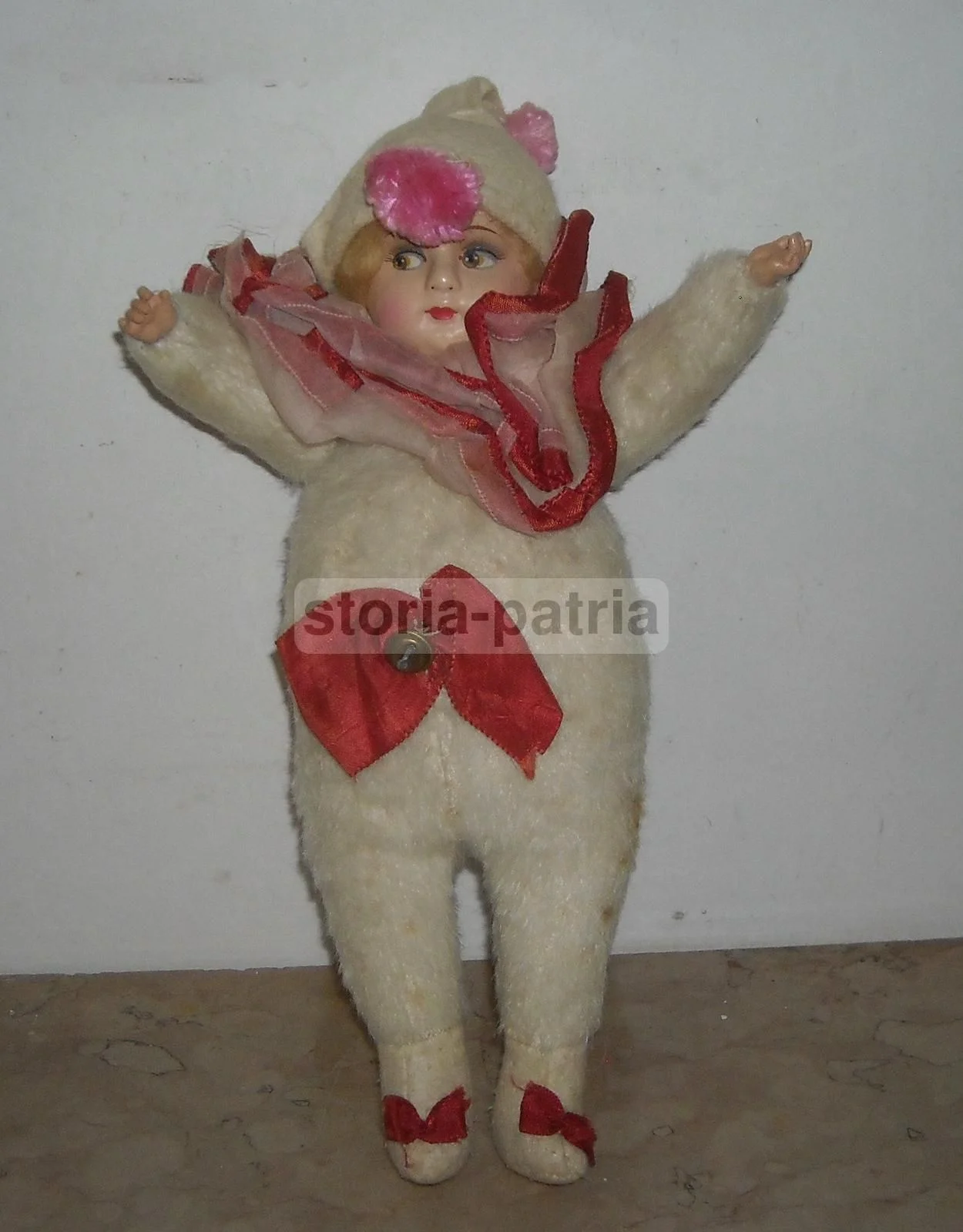 Period Doll 1920s-1930s with Voice Box and Christmas Dress