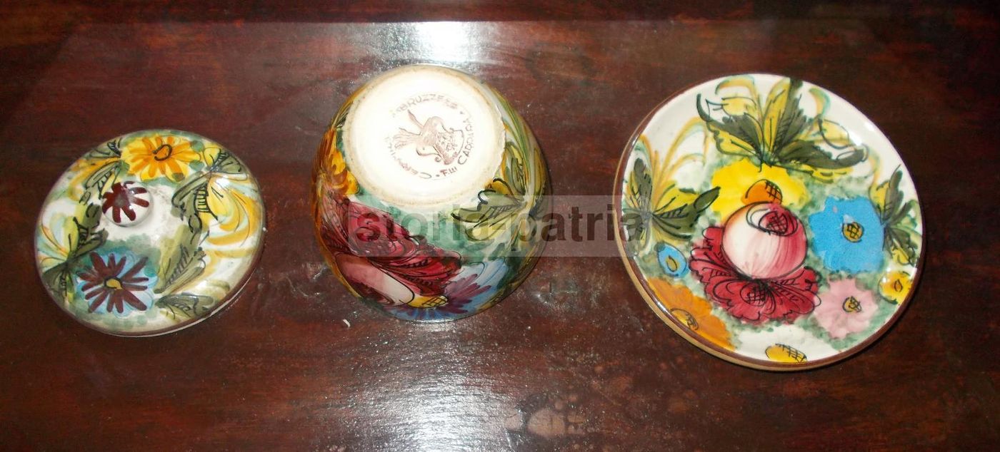Ceramica Carrara Abruzzo Con Decoro Floreale Policromo, Epoca 1930