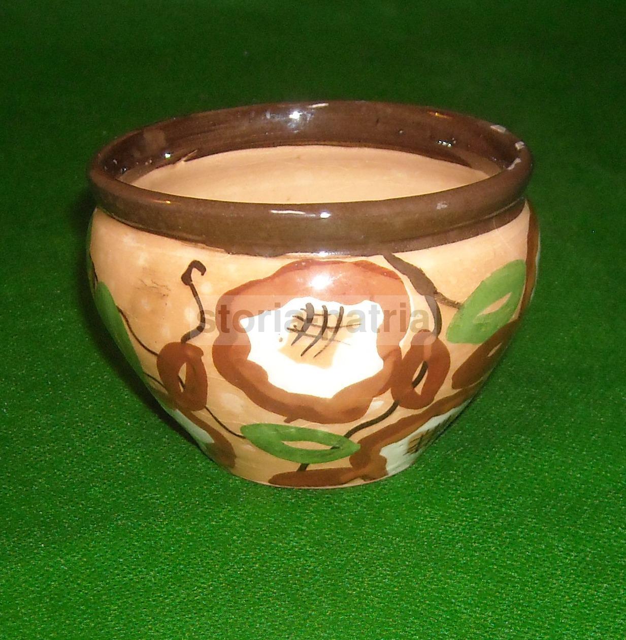 Vaso In Ceramica A Decoro Floreale Policromo, Circa 1930 1950