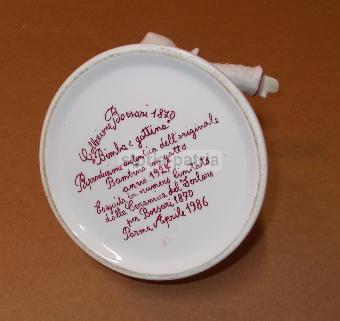 Ceramica Pubblicitaria Borsari 1986: Bambina Con Gatto, Parma
