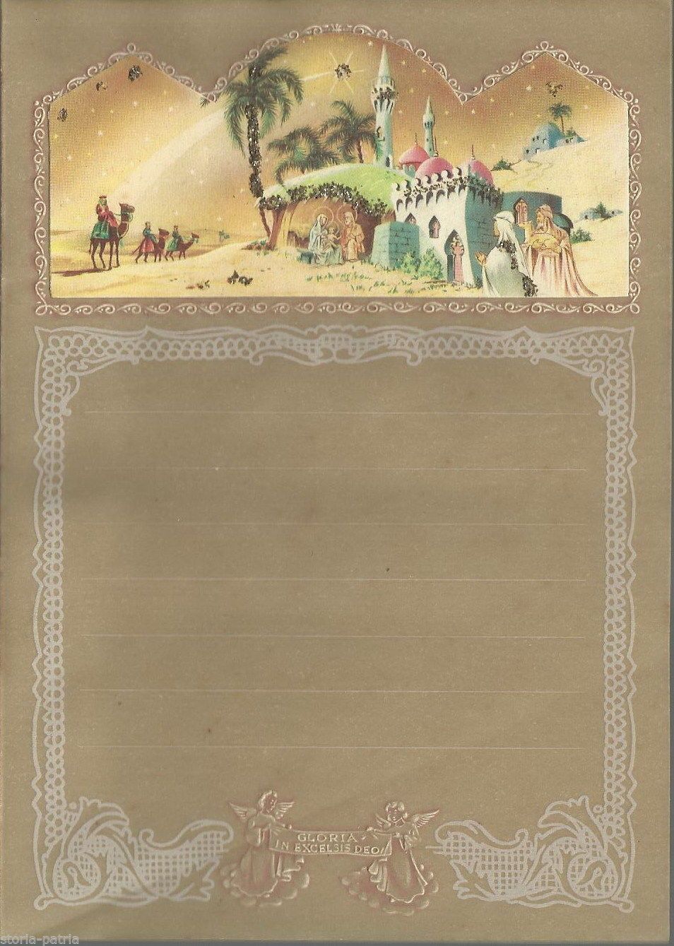 Letterina Di Natale Vintage Natività Anni '50 Da Collezione