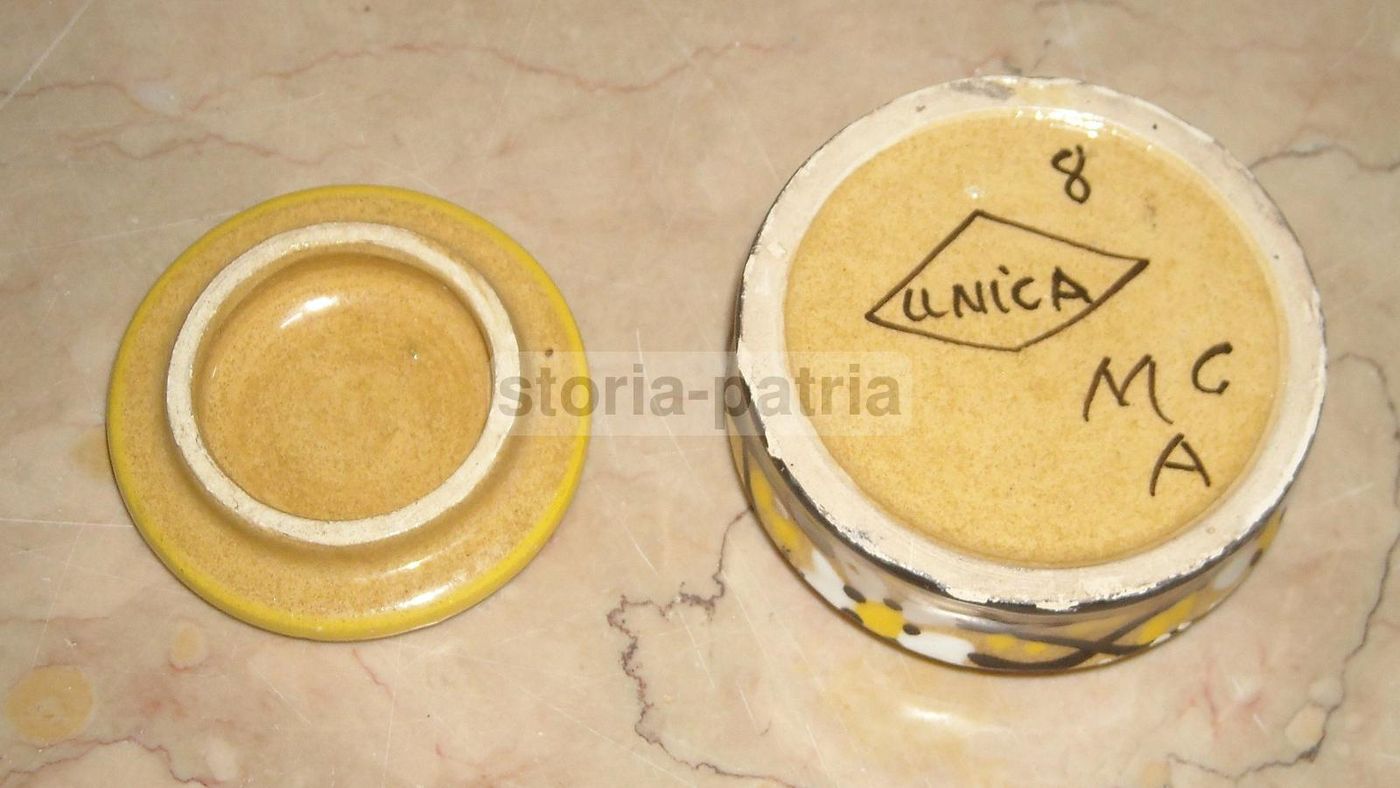 Scatola In Ceramica Decorata "Unica" Manifattura MCA, Anni 1920 1930