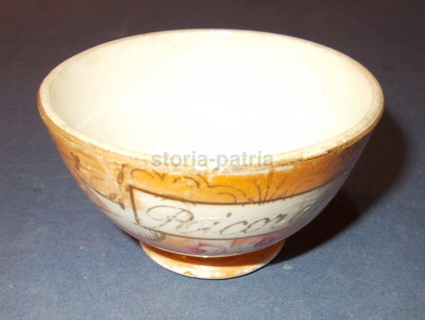 Tazza In Ceramica Lambrate Con Decori Floreali E Scritta Ricordo, Anni '20 '30