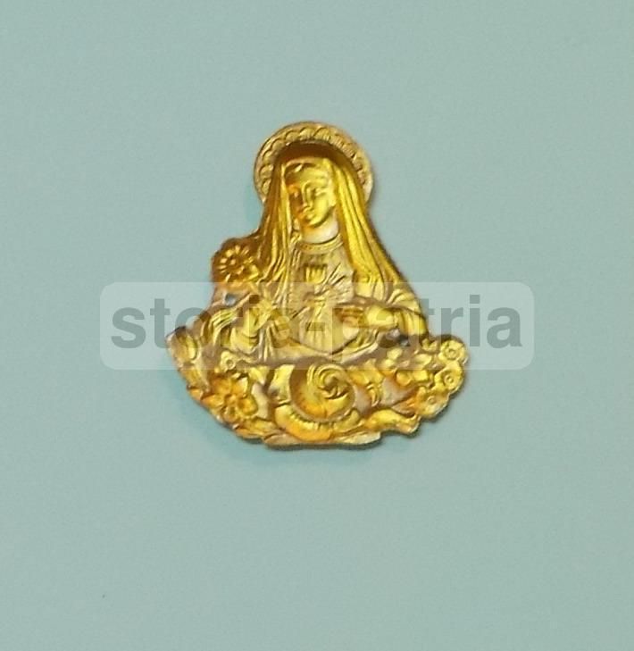 Placchetta Devozionale Madonna Cuore Trafitto Metallo Sbalzato