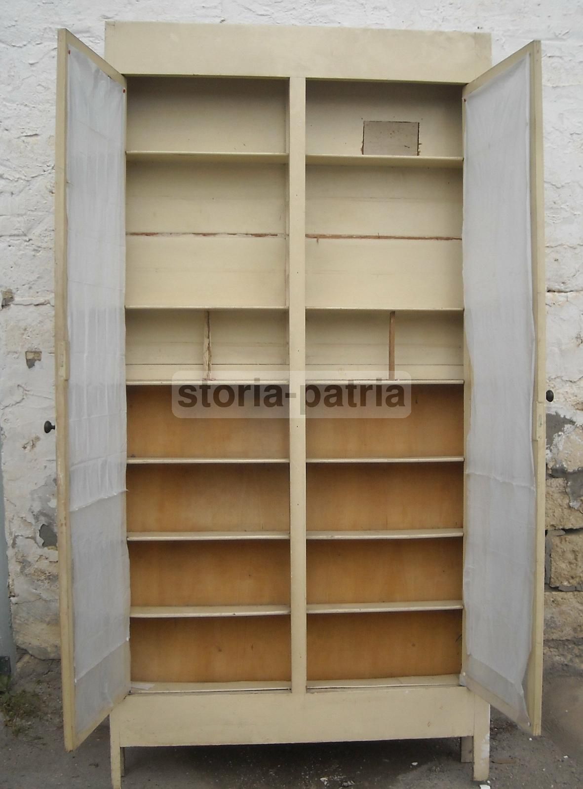 Scaffalatura Vintage In Legno Bianco Anni '20 Per Fucili O Libri