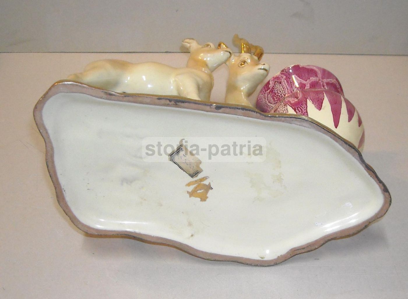 Scultura Ceramica Cerbiatti Con Vaso Portafiori Anni '40 '50