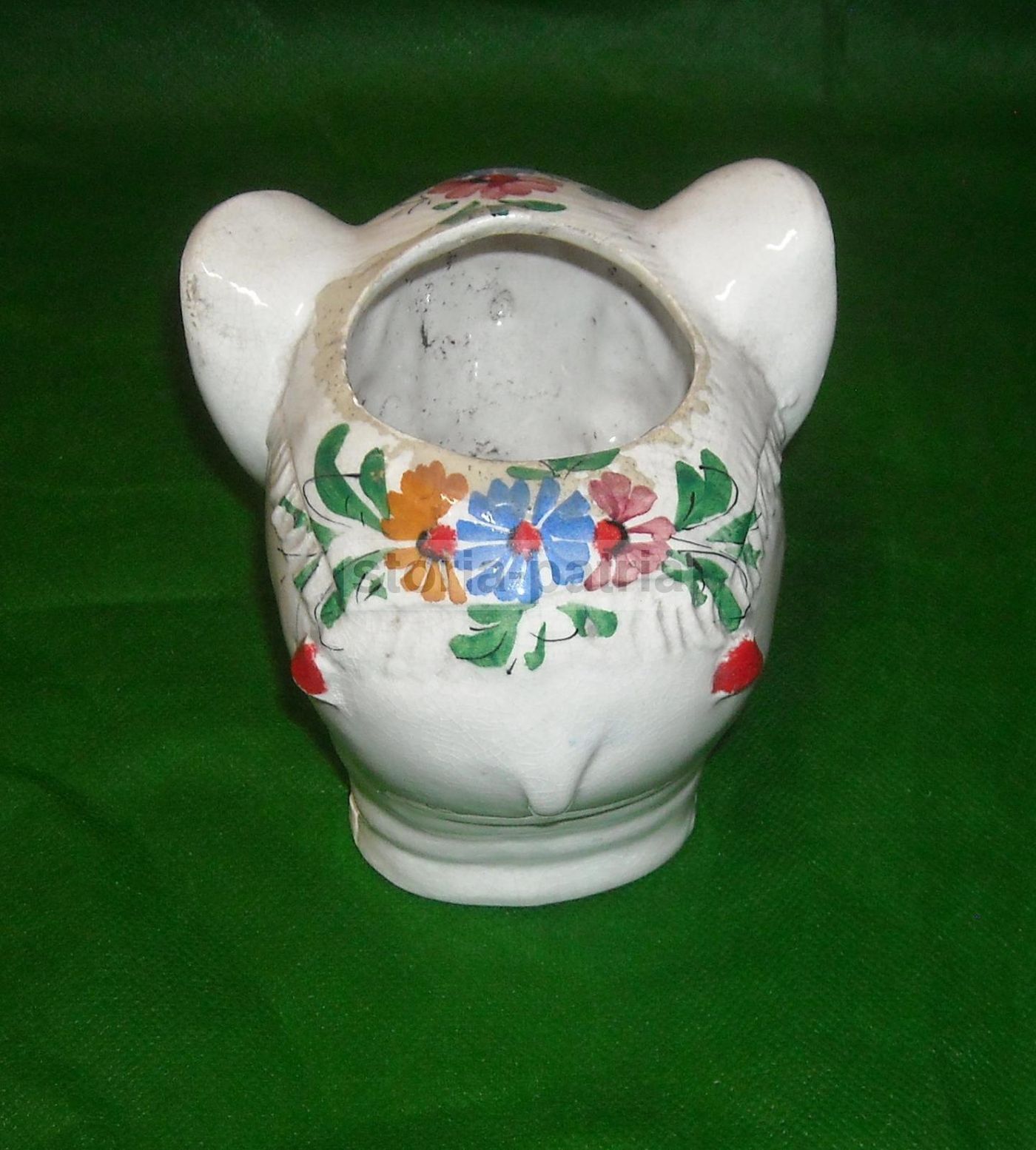 Scultura Elefante In Ceramica Con Decori Floreali, Anni '50