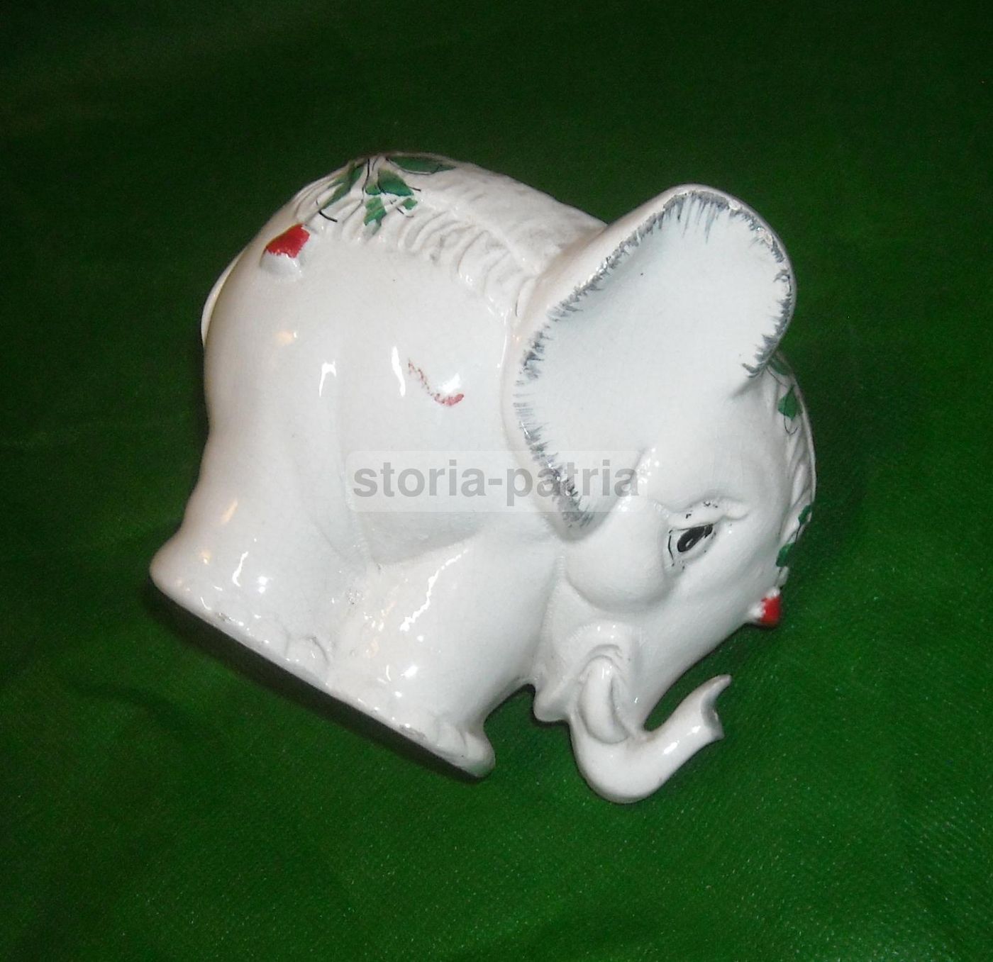 Scultura Elefante In Ceramica Con Decori Floreali, Anni '50