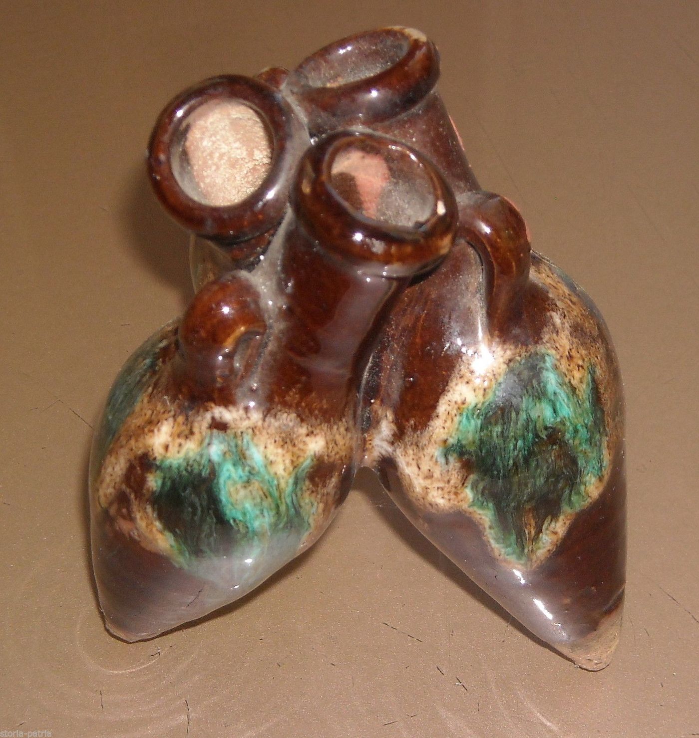 Portapenne In Ceramica Vintage (anni '30 '50) Con Tre Anfore In Miniatura
