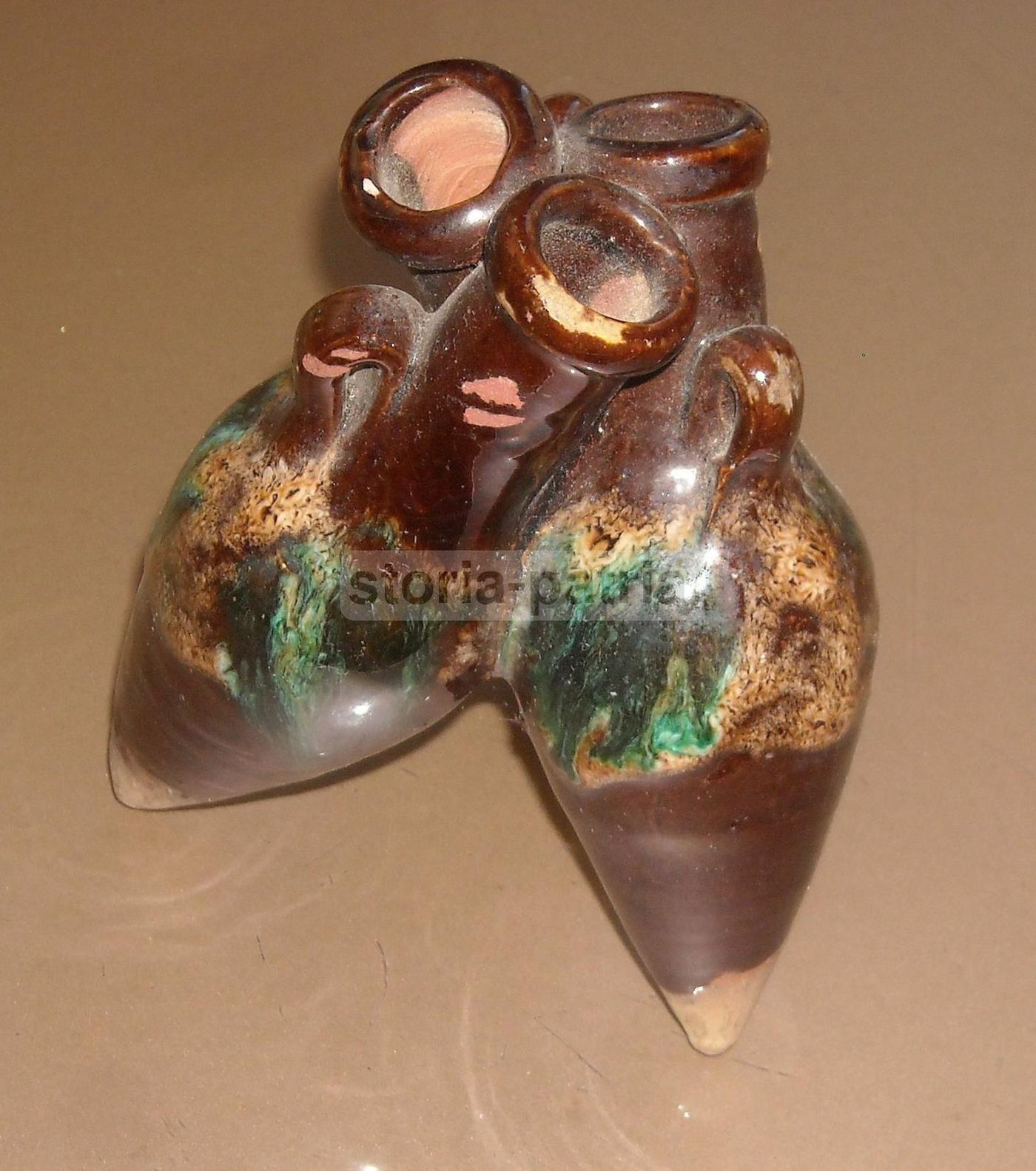 Portapenne In Ceramica Vintage (anni '30 '50) Con Tre Anfore In Miniatura