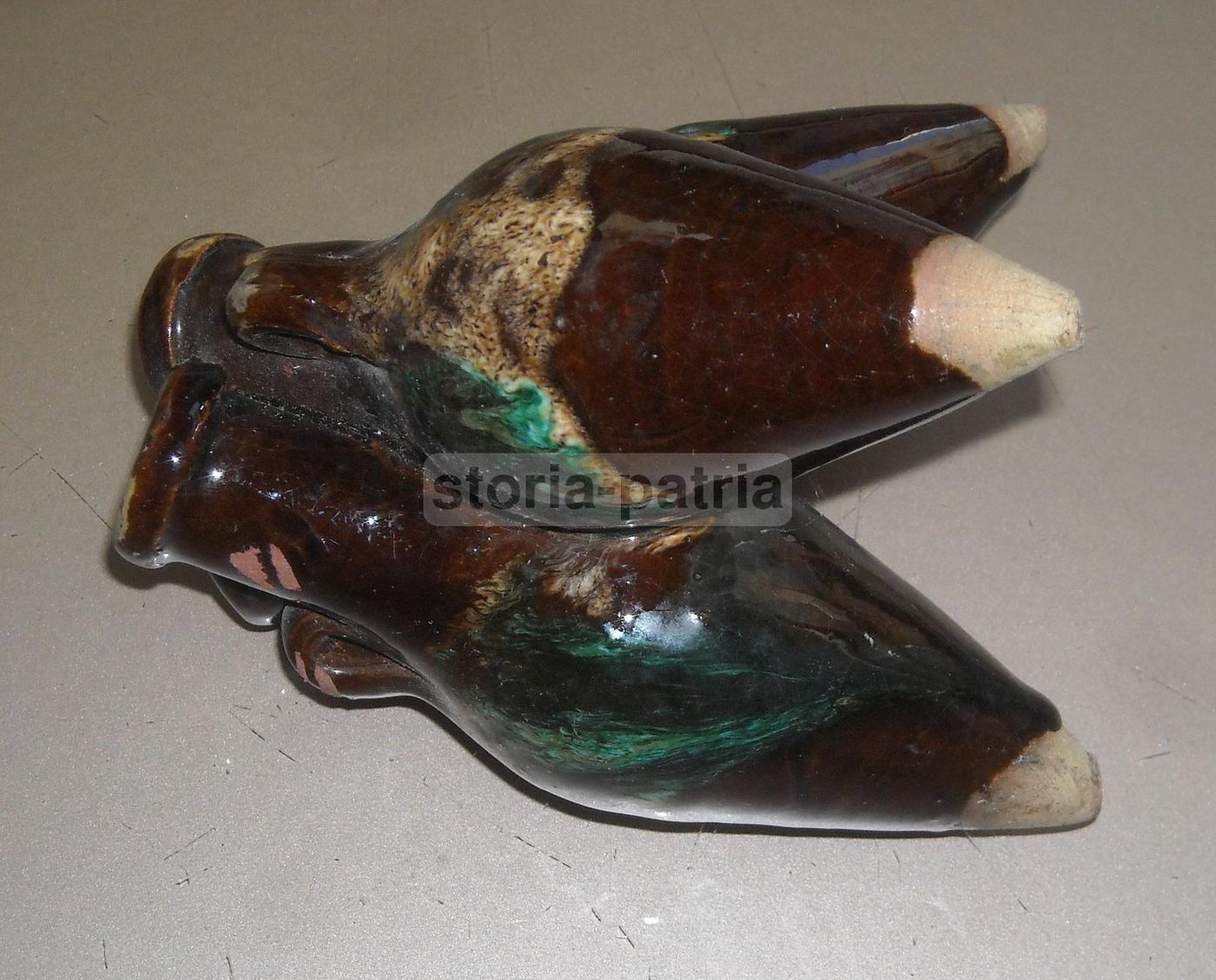 Portapenne In Ceramica Vintage (anni '30 '50) Con Tre Anfore In Miniatura