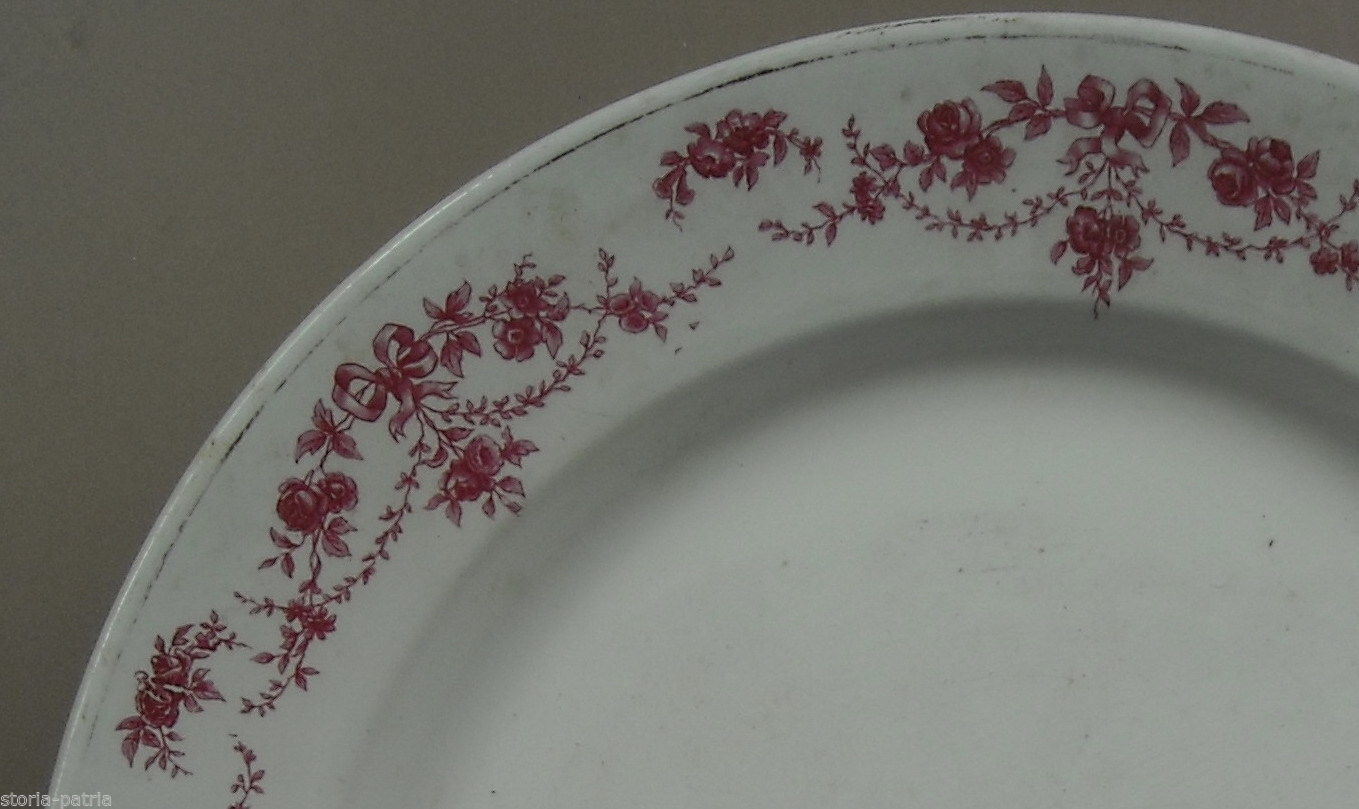 Piatto Antico Richard, Ceramica Toscana Dell'Ottocento Con Motivi Floreali