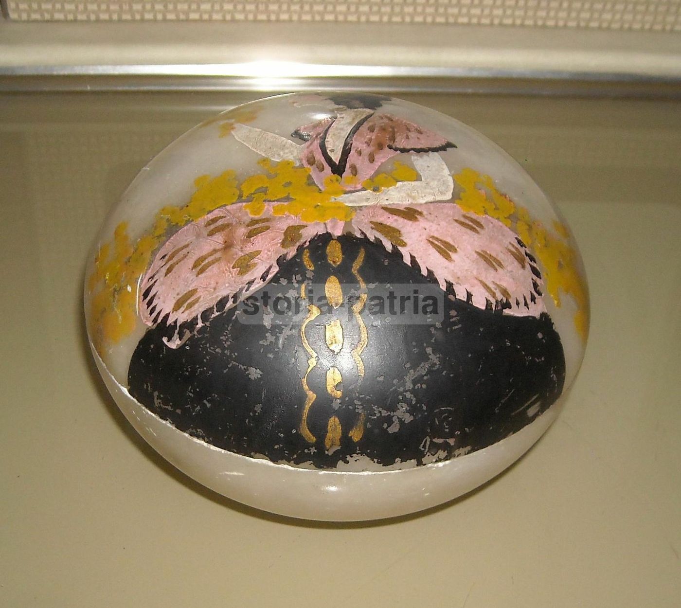 Scatola Liberty In Alabastro Con Dama Dipinta, Inizio '900