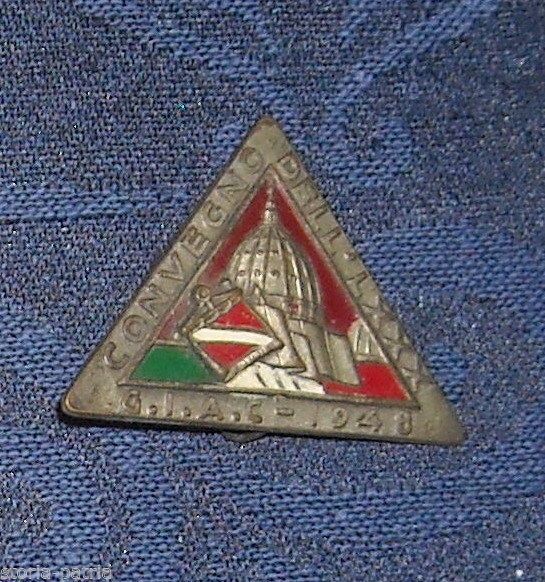 Distintivo GIAC Roma 1948 Smaltato Triangolare Con Cupola San Pietro