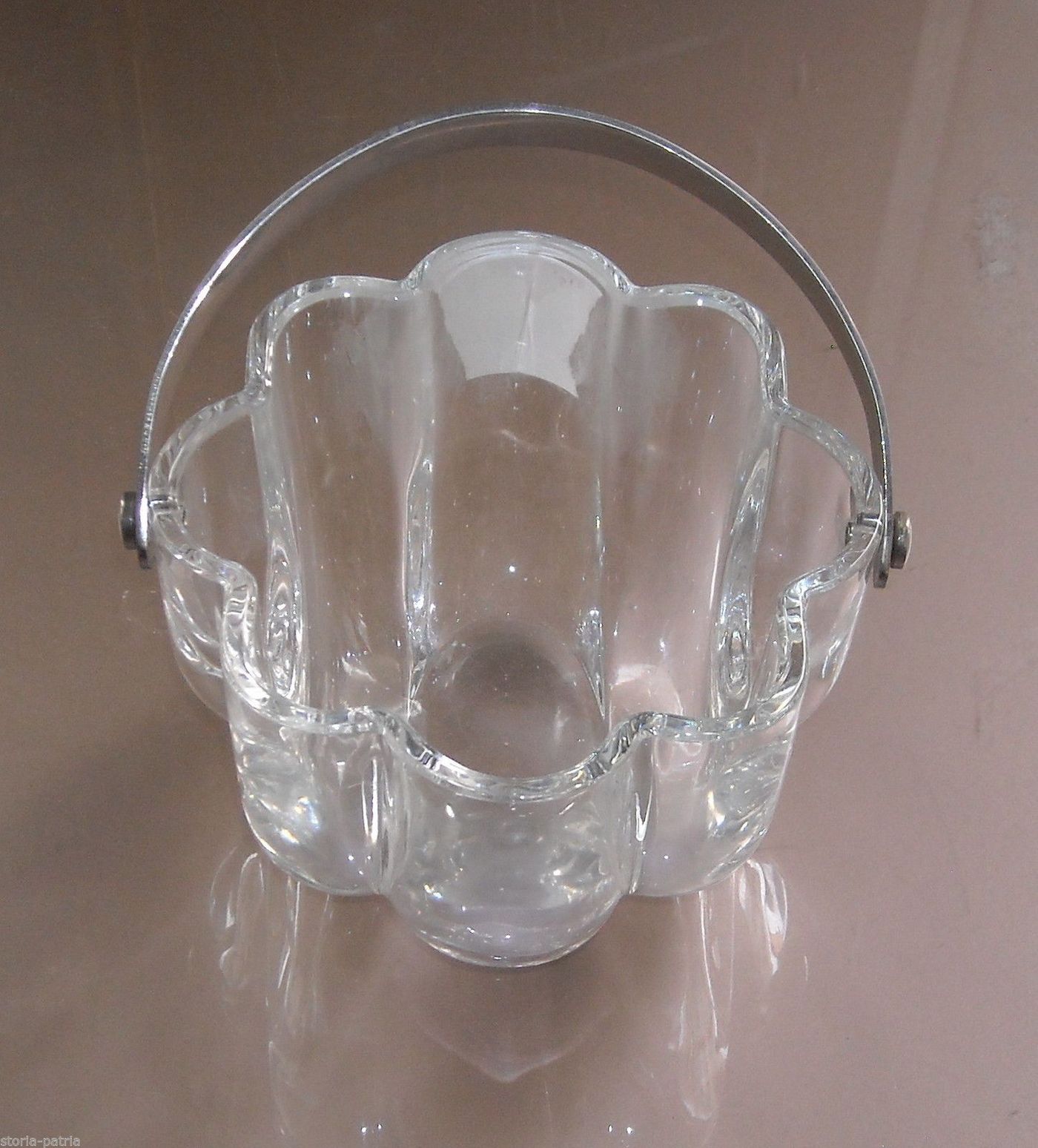 Vaso Soprammobile In Vetro E Metallo Argentato, Anni '60 '70
