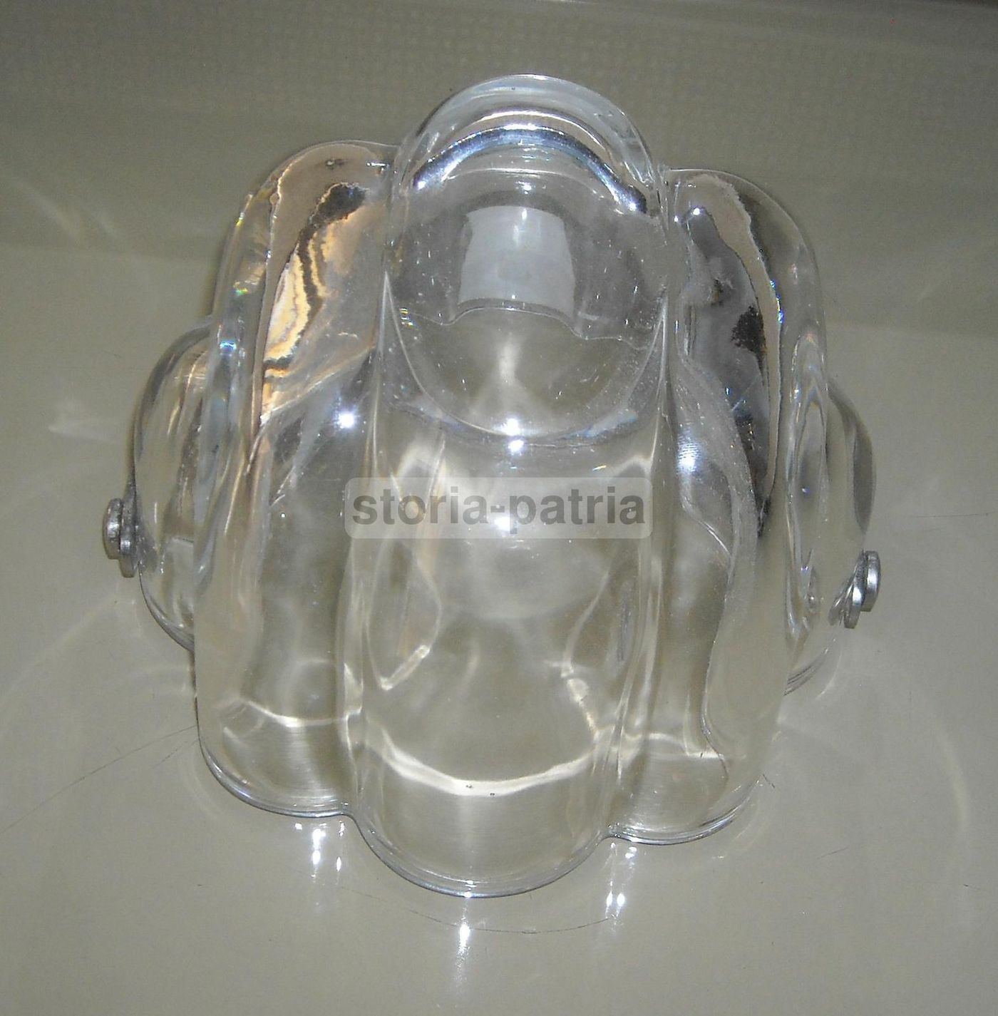 Vaso Soprammobile In Vetro E Metallo Argentato, Anni '60 '70