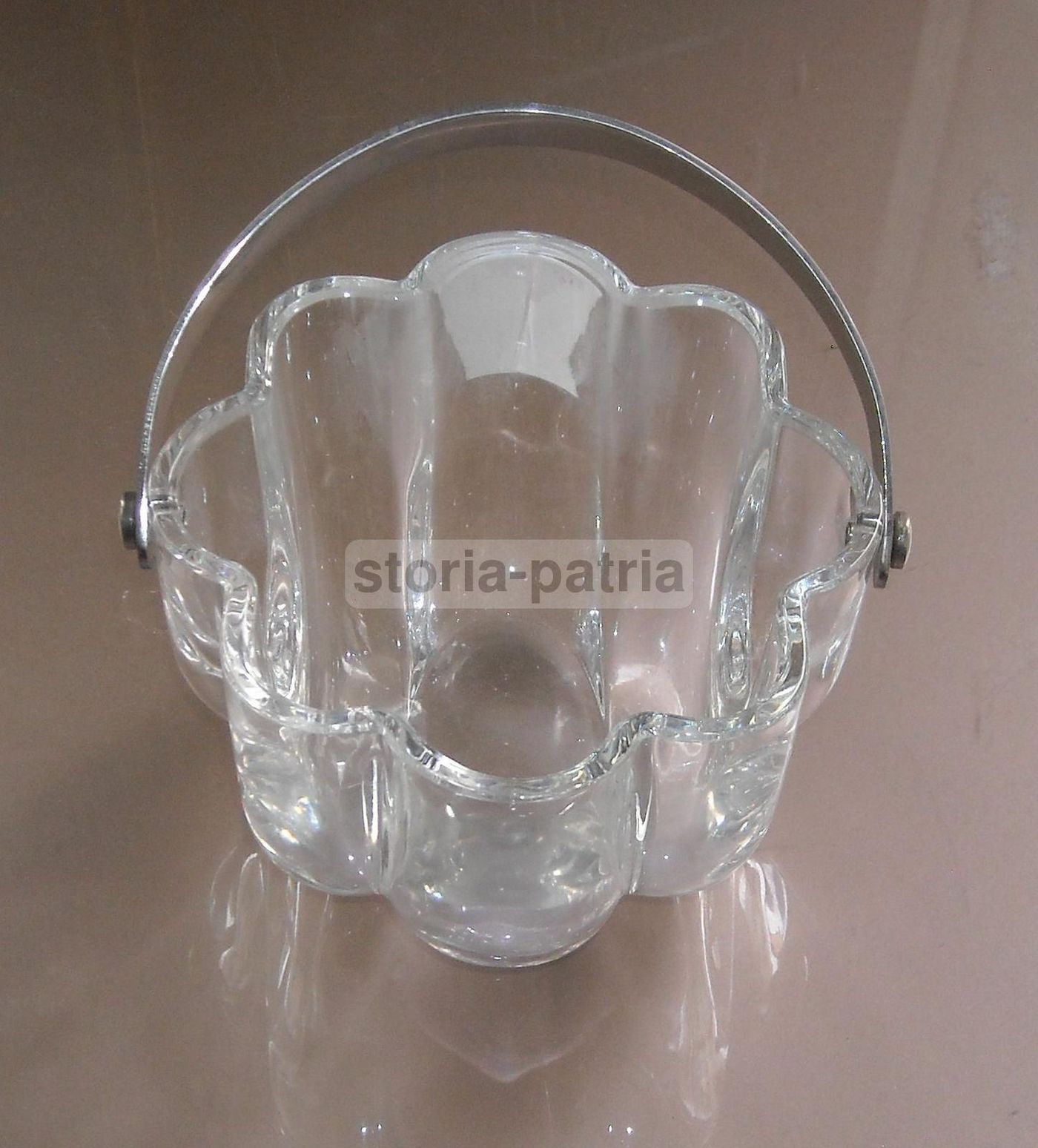 Vaso Soprammobile In Vetro E Metallo Argentato, Anni '60 '70