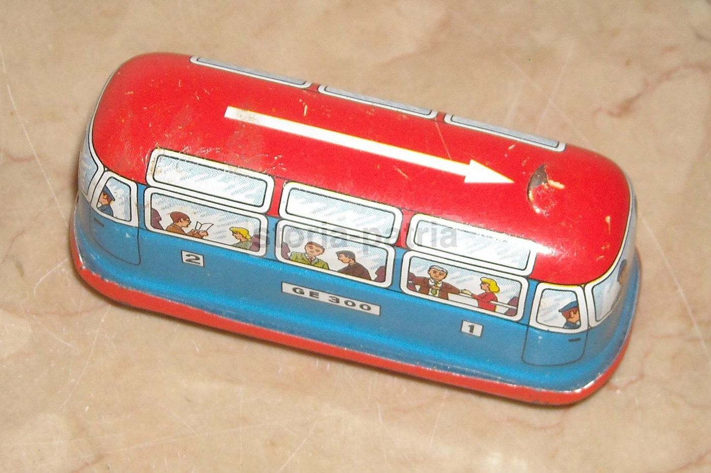 Tram Giocattolo In Latta, Made In Western Germany, Anni '50, Meccanismo A Corda
