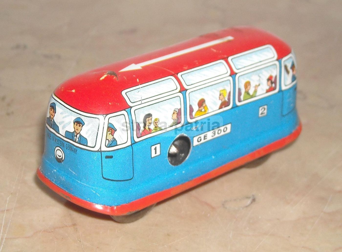 Tram Giocattolo In Latta, Made In Western Germany, Anni '50, Meccanismo A Corda