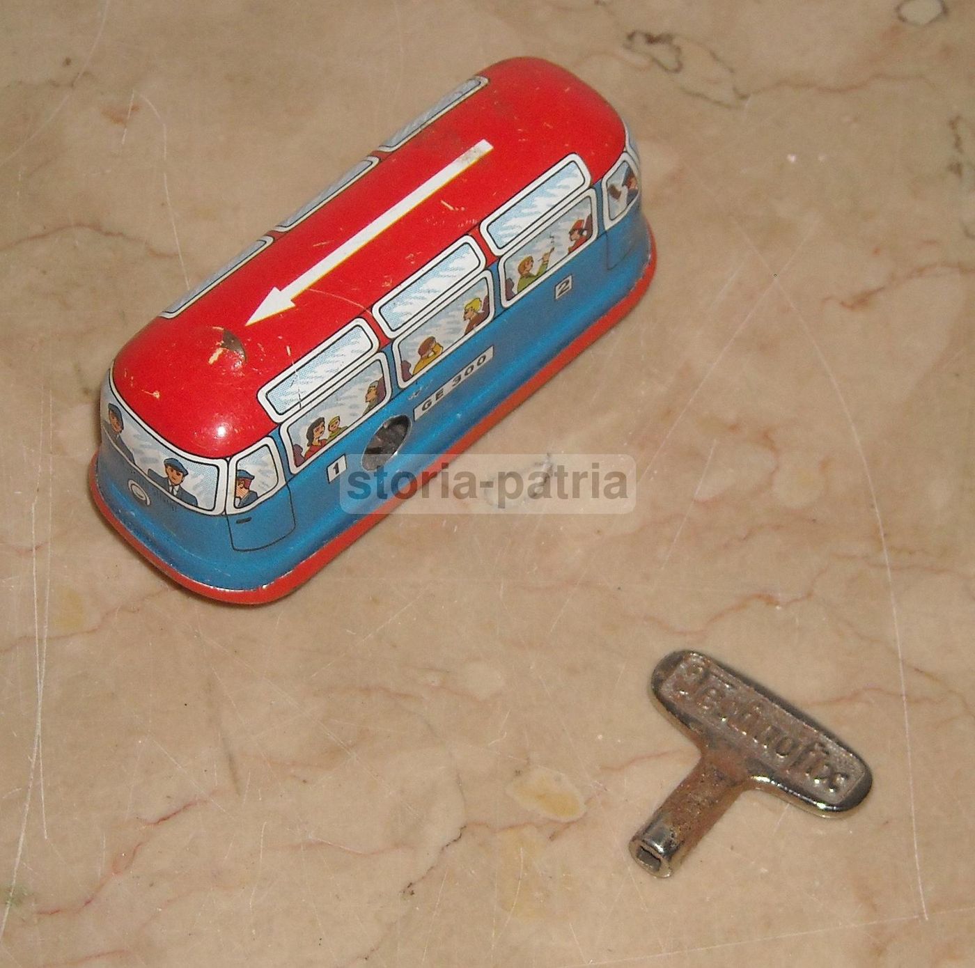 Tram Giocattolo In Latta, Made In Western Germany, Anni '50, Meccanismo A Corda