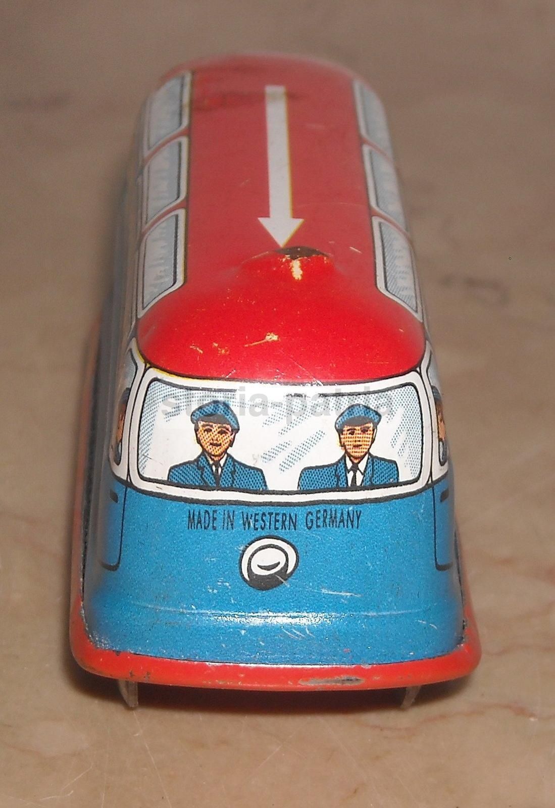 Tram Giocattolo In Latta, Made In Western Germany, Anni '50, Meccanismo A Corda