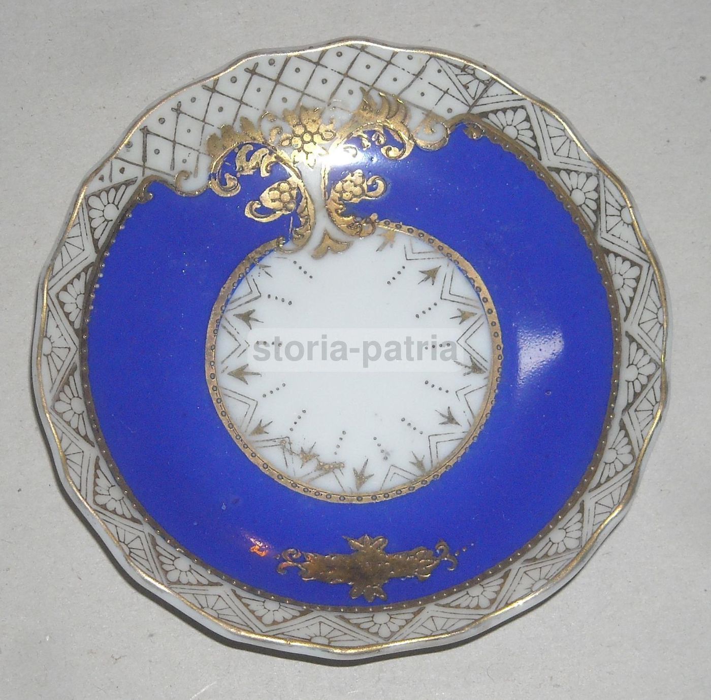 Piattino Porcellana Imperial Mito Decorato Blu Oro Anni '50