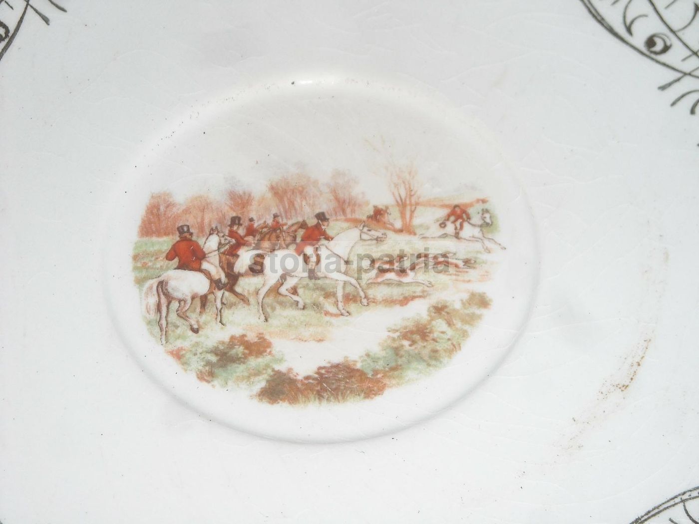 Piatto Decorativo Bavaria Con Scena Di Caccia Alla Volpe E Cavalli