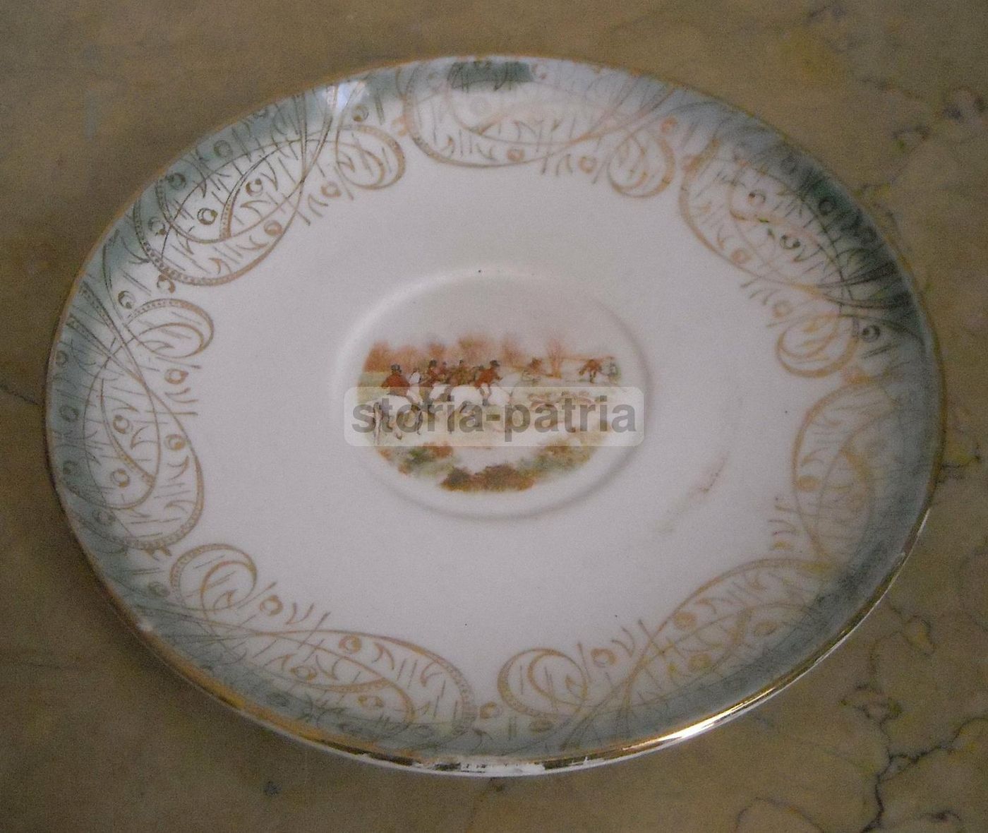 Piatto Decorativo Bavaria Con Scena Di Caccia Alla Volpe E Cavalli