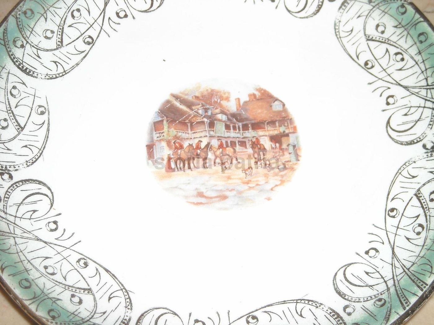 Piatto Decorativo Con Scena Di Caccia, Bavaria, Primo Novecento