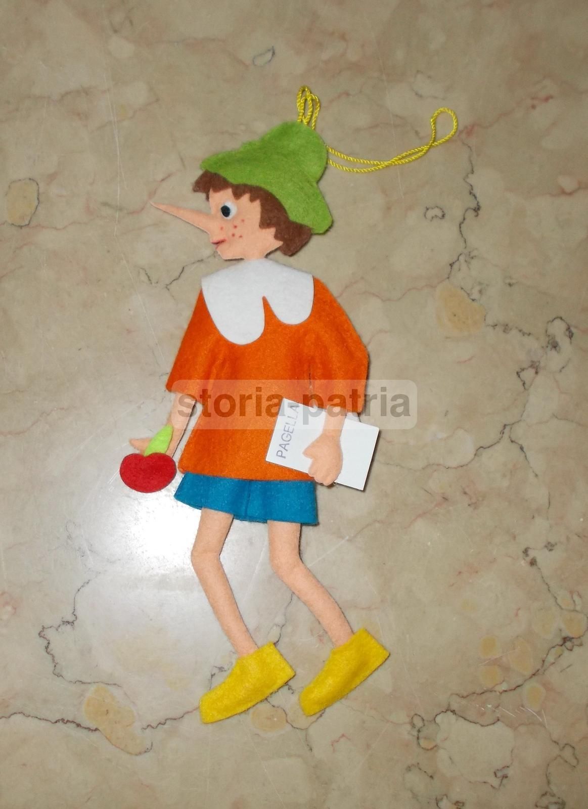 Pupazzo Pinocchio Lenci Pannolenci Vintage Con Pagella E Mela