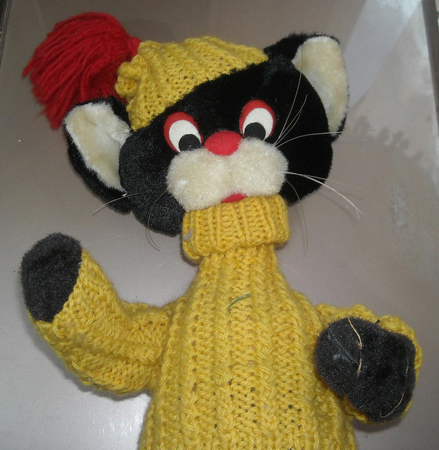 Pupazzo Gatto d'Epoca L. Gilli Milano Anni '50 Peluche Vestito