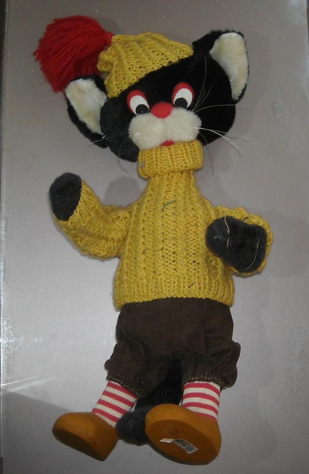 Pupazzo Gatto d'Epoca L. Gilli Milano Anni '50 Peluche Vestito