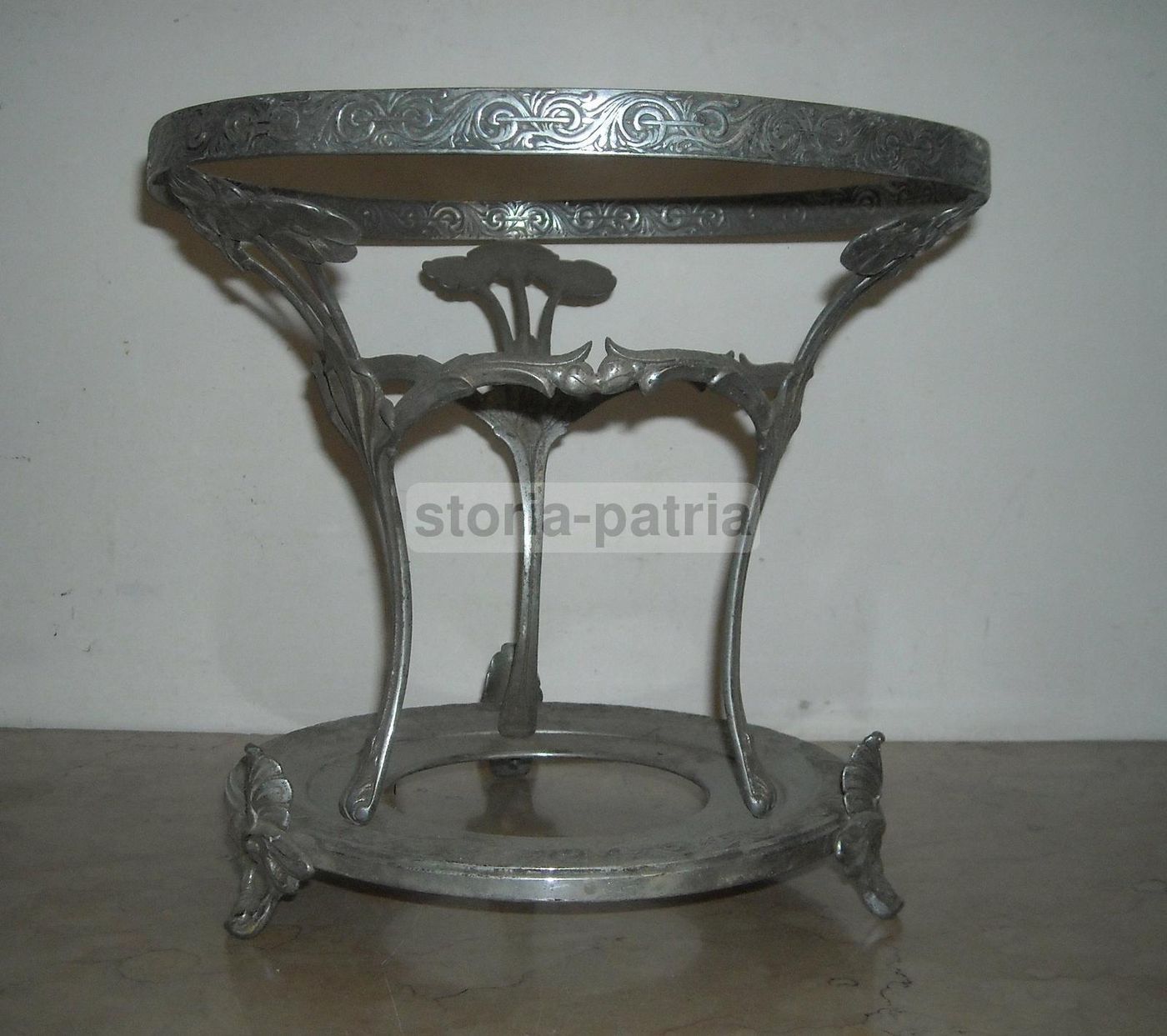Soprammobile Liberty Portavaso In Metallo Argentato, Anni '20