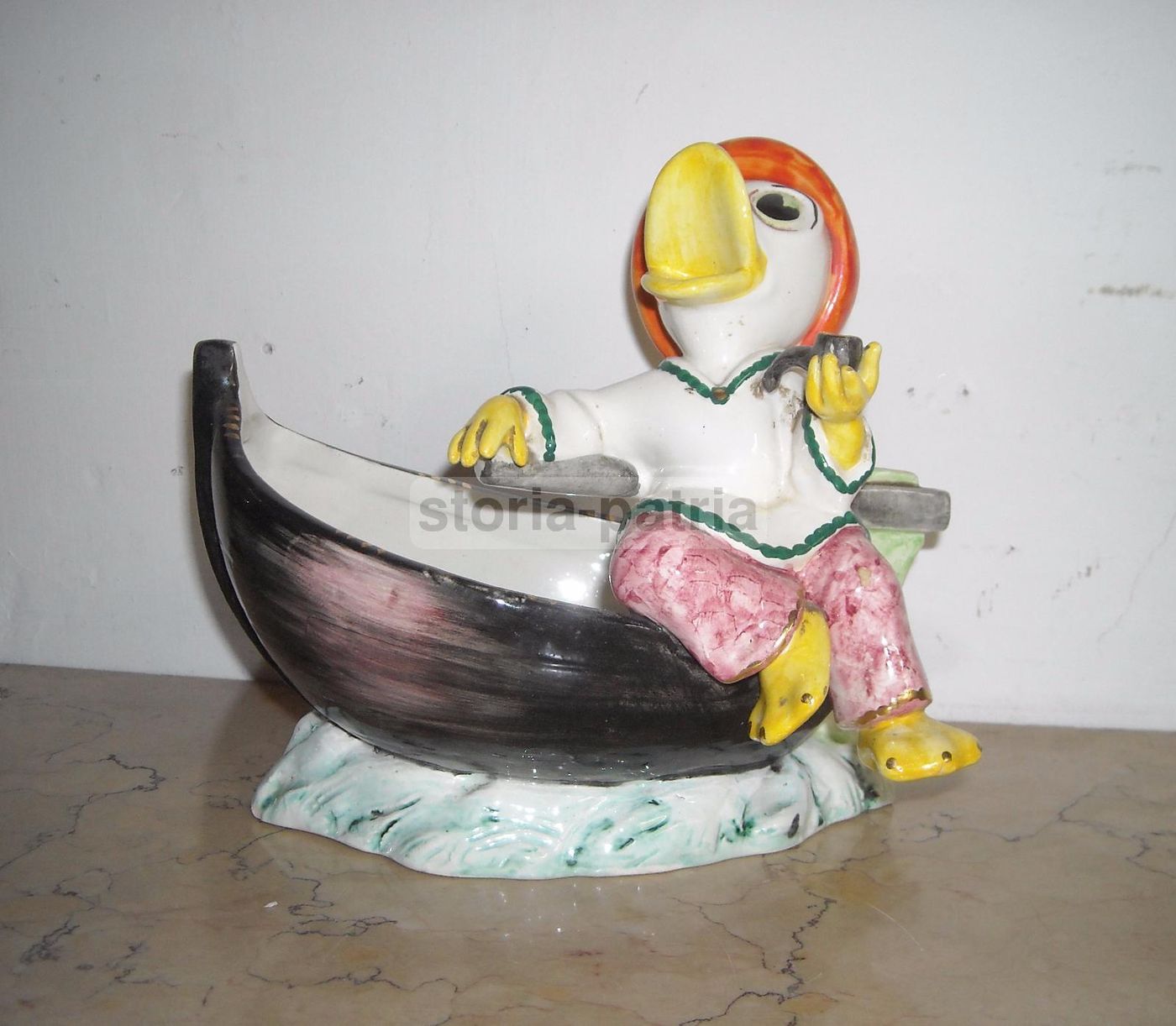 Soprammobile Ceramica Paperotto Pescatore Vintage Anni '900 Italia
