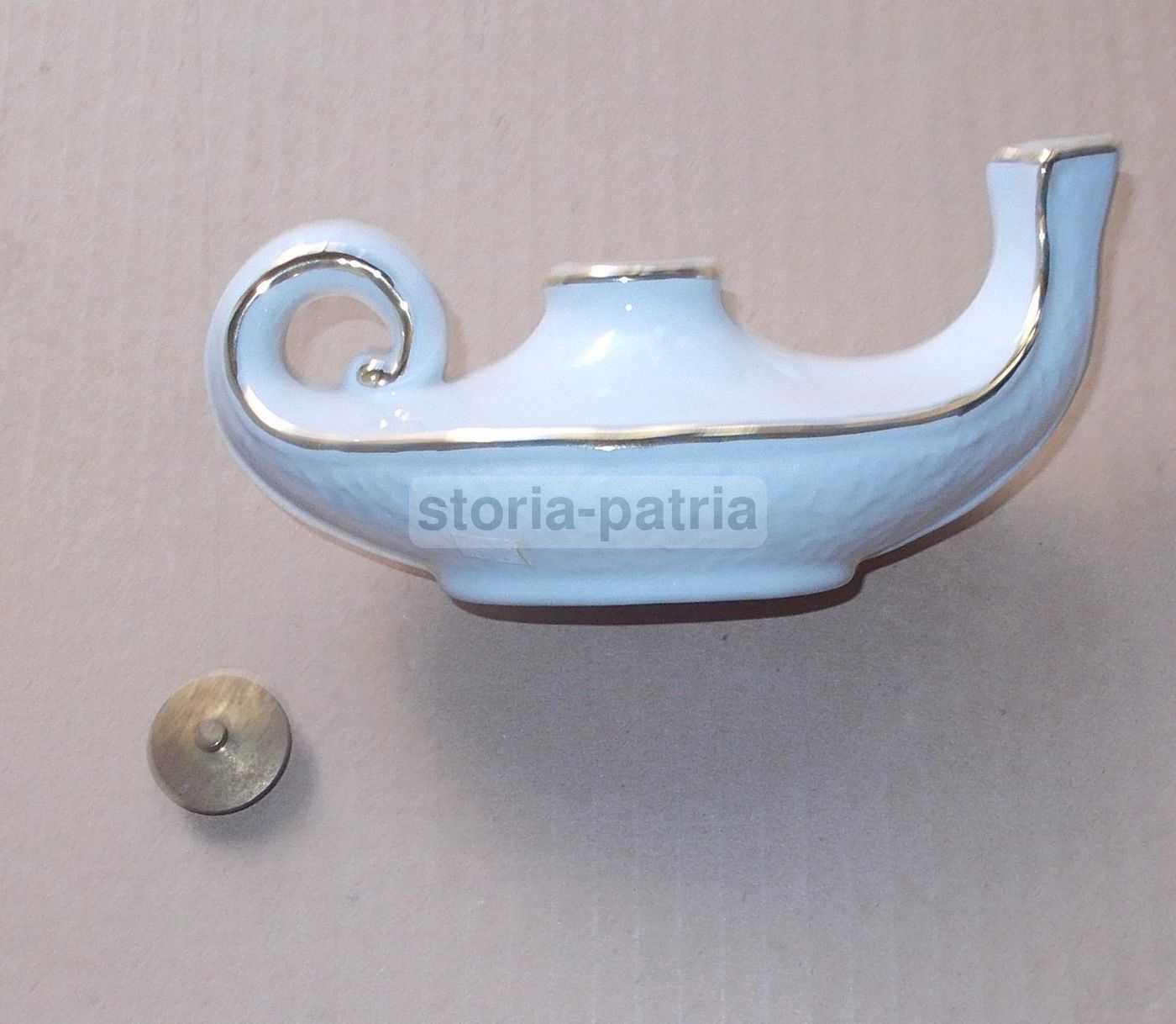 Lucerna In Porcellana Giubileo 2000 Con Decorazioni Dorate