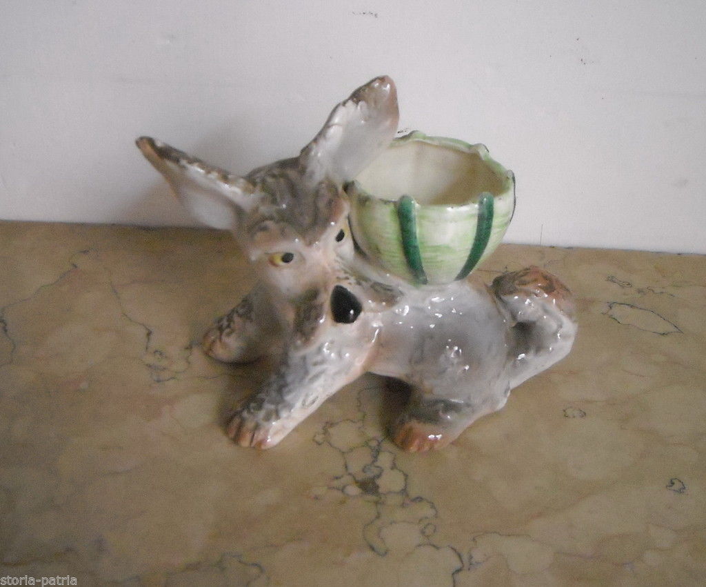 Scultura In Ceramica Cane Con Cesto, Elsa Lagorio, Prima Metà Del '900