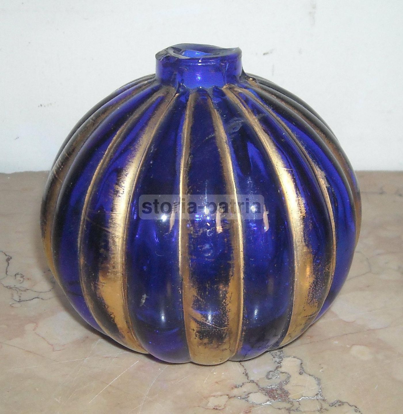 Boccetta Profumo Vintage Vetro Blu Con Dorature Murano Anni '20